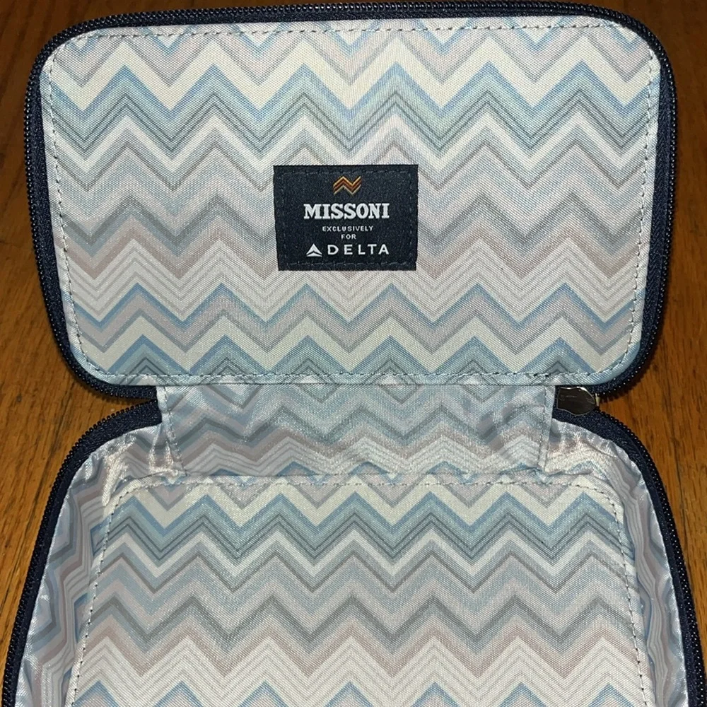 NWOT Missoni Dark Blue Chevron Patterned Travel Bag Toiletries Case